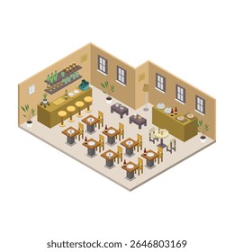 Fast food isometric on white background