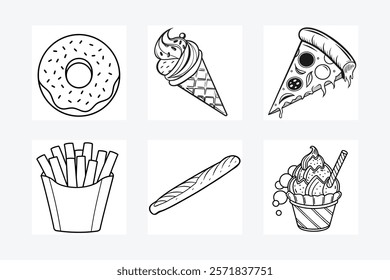 fast food item vector design with white background . fast food, burger, drink, chicken tacos, salad, hotdog vector set