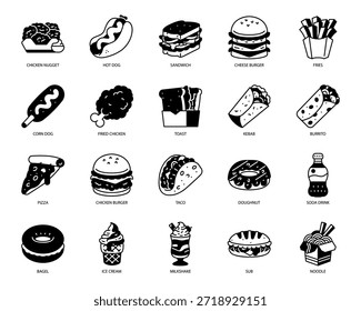 Fast food items variety Solid Icon