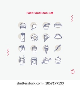 Fast Food and Junk Food Icon Set