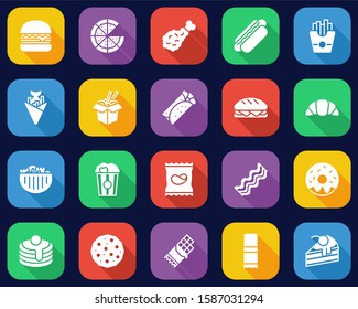 Fast Food Or Junk Food Icons Flat Design Set Big