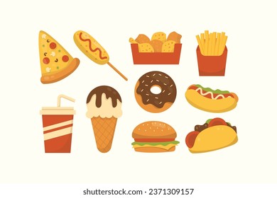 Fast Food and Junk Food Illustration Set