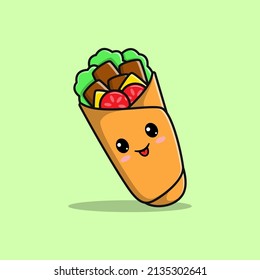 Fast food kebab cartoon. flat cartoon illustration