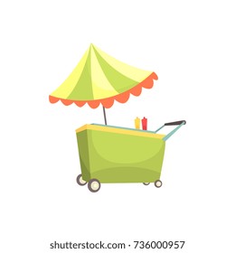 Fast food kiosk on wheels, market stall for external usage cartoon vector Illustration