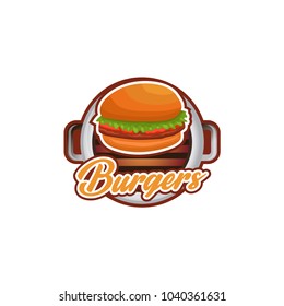 Fast food label and badges. Hamburger,  for fast food restauran Logo. White Background Isolated. EPS 10