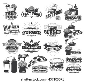 Fast Food Label, Logos and design elements