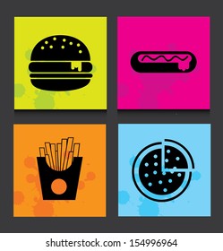 fast food label over black background vector illustration