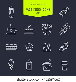 Fast Food Light Line Icons Set 2