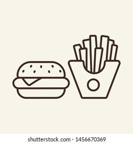 Fast food line icon. Hamburger, French fries, fat. Food concept. Vector illustration can be used for topics like food, culinary, nourishment