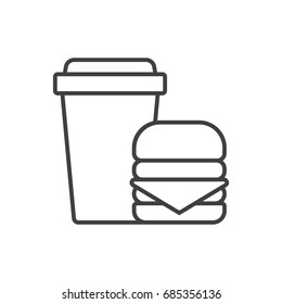 Fast food line icon. Hamburger and soda drink.