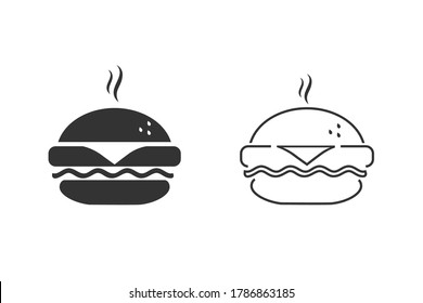 Fast food line icon set, burger icon. Vector simple black isolated illustration