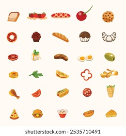 Fast food Line Icon Set Vector Illustration