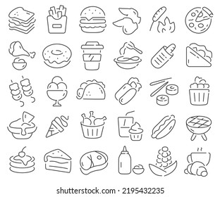 Fast food line icons collection. Thin outline icons pack. Vector illustration eps10