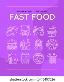 Fast Food Line Icons Outline