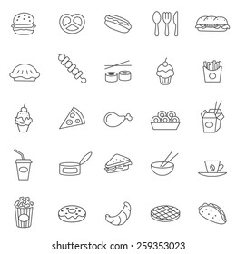 Fast food  line icons set.Vector