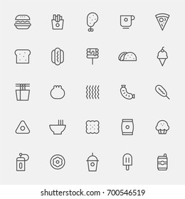 fast food line icons vector illustration flat design