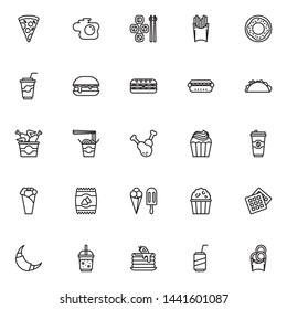 Fast food line vector icon. Fast food sign for menu design, websites and mobile app.