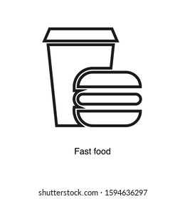 Fast food linear icon vector on white background. Food black icon illustration