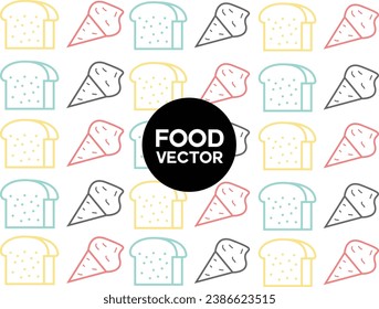 Fast food linear outline pattern. Print texture. Fabric design. Vector illustration for Restaurants.