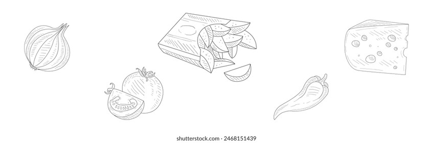 Fast Food Linear Product and Snack Vector Set