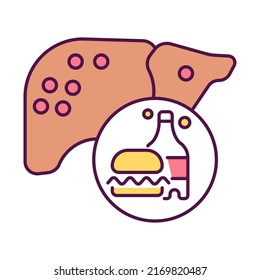 fast food, liver problems, color editable icon for web design, templates and more