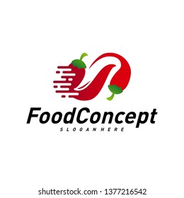 Fast Food Logo Concept Vector. Red Chili logo Design Template Vector. Hot Chili Icon Symbol