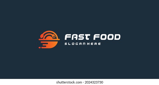 Fast food logo with creative element style Premium Vector 