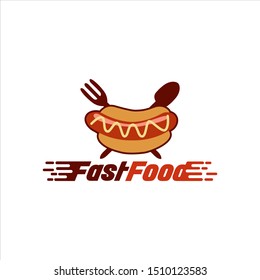 Fast Food Logo Design Badge Vector Stock