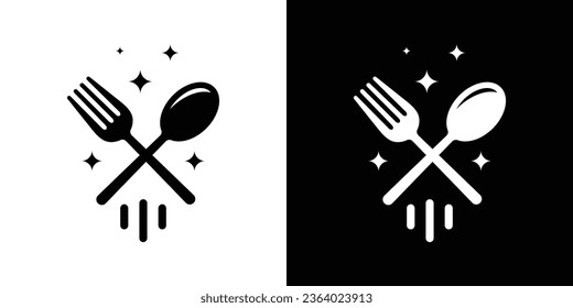 Fast food logo design template. Abstract rocket and star with fork spoon design graphic vector illustration. Symbol, icon, creative.