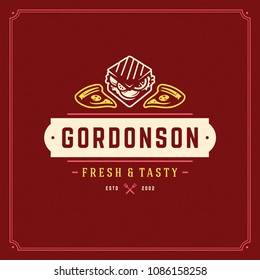 Fast food logo design vector illustration. Sandwich silhouette, good for restaurant menu and cafe badge. Vintage typography logotype template.