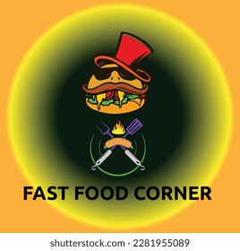 Fast food logo with gradient background  and template