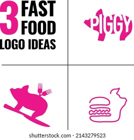 Fast Food Logo Ideas. Bacon Street Food. Piggy logotype