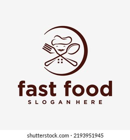 Fast food logo for steak house and restaurant food chef logo design vector design