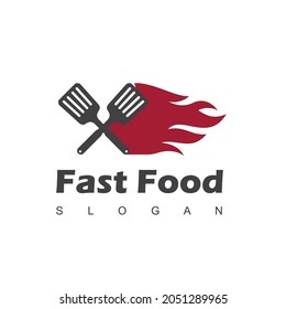 Fast Food Logo Template With Flame Symbol