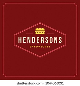 Fast food logo vector illustration. Sandwich silhouette, good for restaurant menu and cafe badge. Vintage typography emblem design.