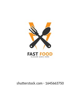 Fast Food Logo. Vector Logo Isolated on White Background. Suitable for Restaurant Logo or Business. Vector Illustration