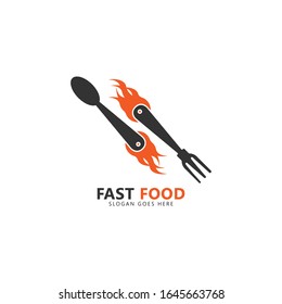 Fast Food Logo. Vector Logo Isolated on White Background. Suitable for Restaurant Logo or Business. Vector Illustration