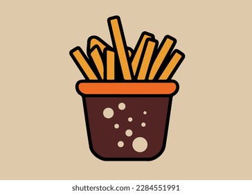 Fast Food Logo Vector, Minimal Illustration, Bauhaus mid century modern style, fries
