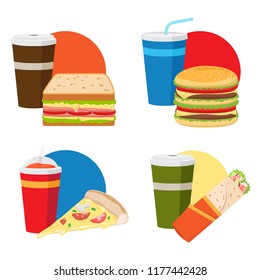 Fast food lunch or dinner ideas vector set