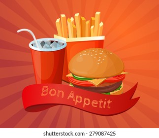 fast food, lunch, meal, set