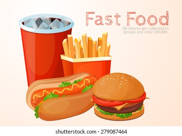 fast food, lunch, meal, set