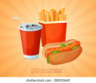 fast food, lunch, meal, set
