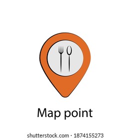 fast food map, pin outline icon. Element of food illustration icon. Signs and symbols can be used for web, logo, mobile app, UI, UX