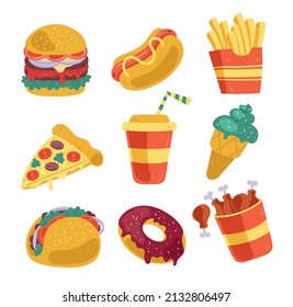 Fast Food meal graphic design element isolated set illustration
