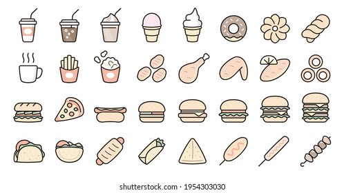 Fast Food and meal Icon Set