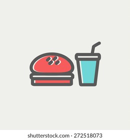 Fast food meal icon thin line for web and mobile, modern minimalistic flat design. Vector icon with dark grey outline and offset colour on light grey background.