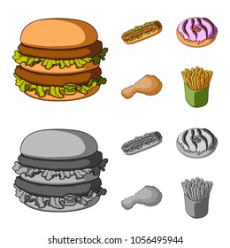 Fast ,food, meal, and other web icon in cartoon,monochrome style.Hamburger, bun, flour, icons in set collection.