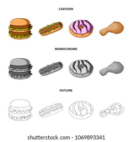 Fast ,food, meal, and other web icon in cartoon,outline,monochrome style.Hamburger, bun, flour, icons in set collection.