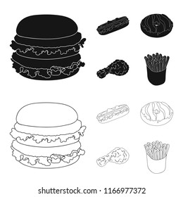 Fast ,food, meal, and other web icon in black,outline style.Hamburger, bun, flour, icons in set collection.