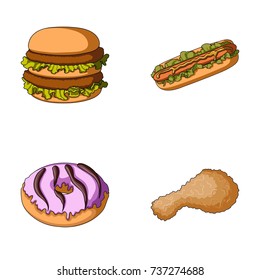 Fast ,food, meal, and other web icon in cartoon style.Hamburger, bun, flour, icons in set collection.